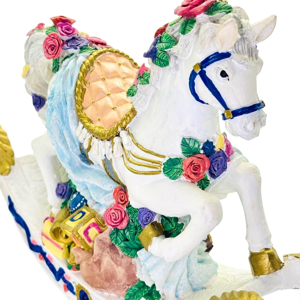 Vintage World‎ Bazaars Inc. Rose Covered Musical Rocking Horse Elegant